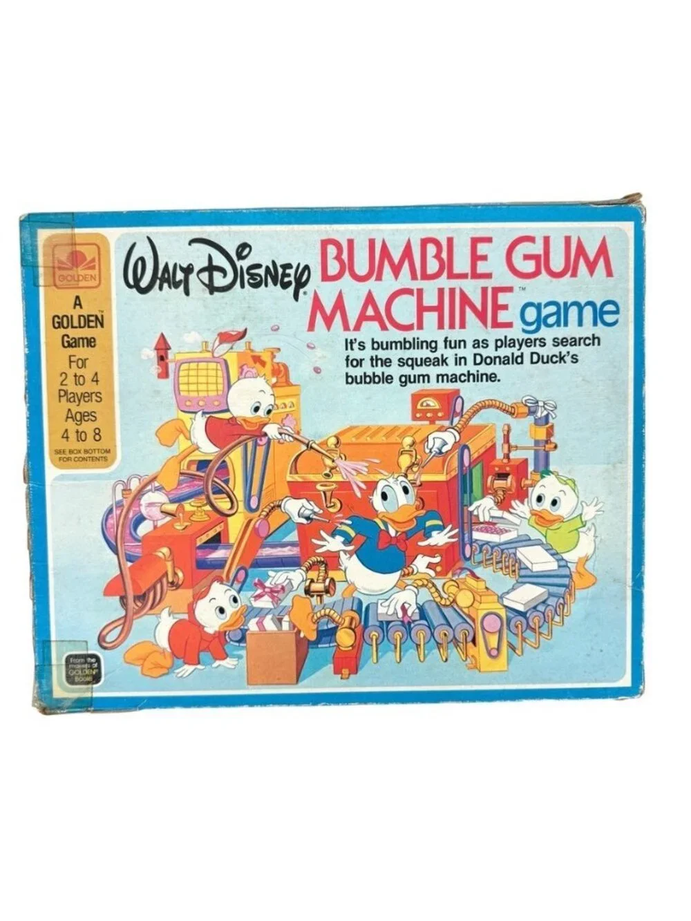 Vintage Walt Disney's Bubble Gum Machine Board Golden Game RARE